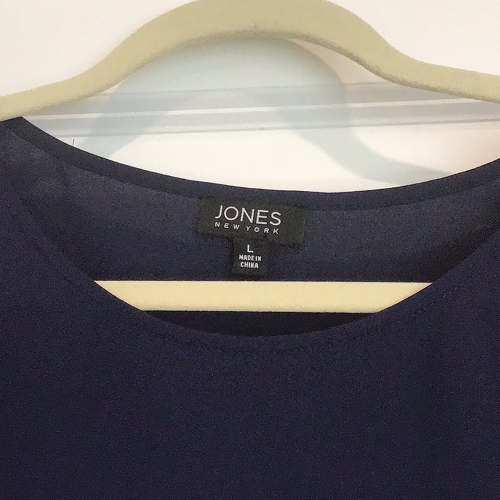 Jones New York Navy Blue Boxy Blouse Size L - Picture 2 of 7